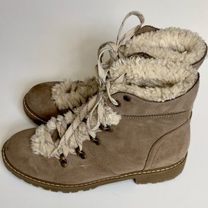 Wonder Nation Little & Big Girl Faux Fur Lace-up Cozy Hiker Boot
